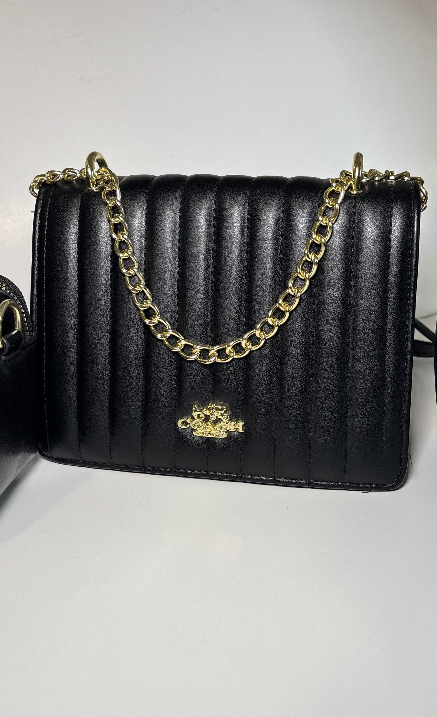 Black Crossbody Purse with Gold Chain