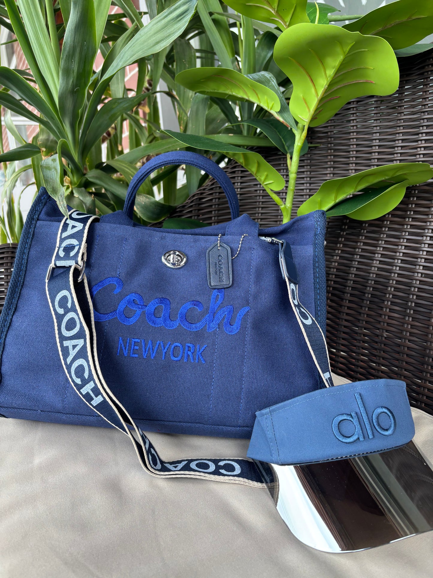 Navy Blue Tote Bag with Strap