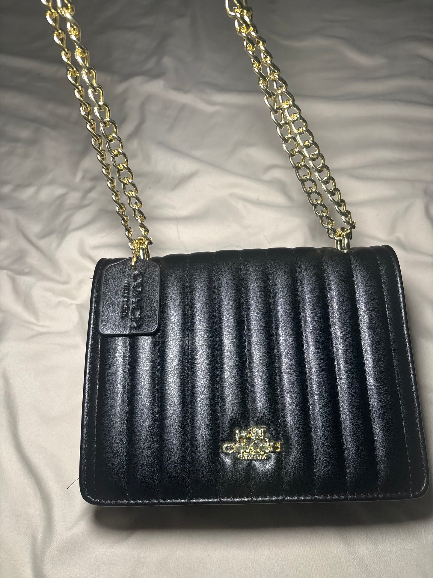 Black Crossbody Purse with Gold Chain
