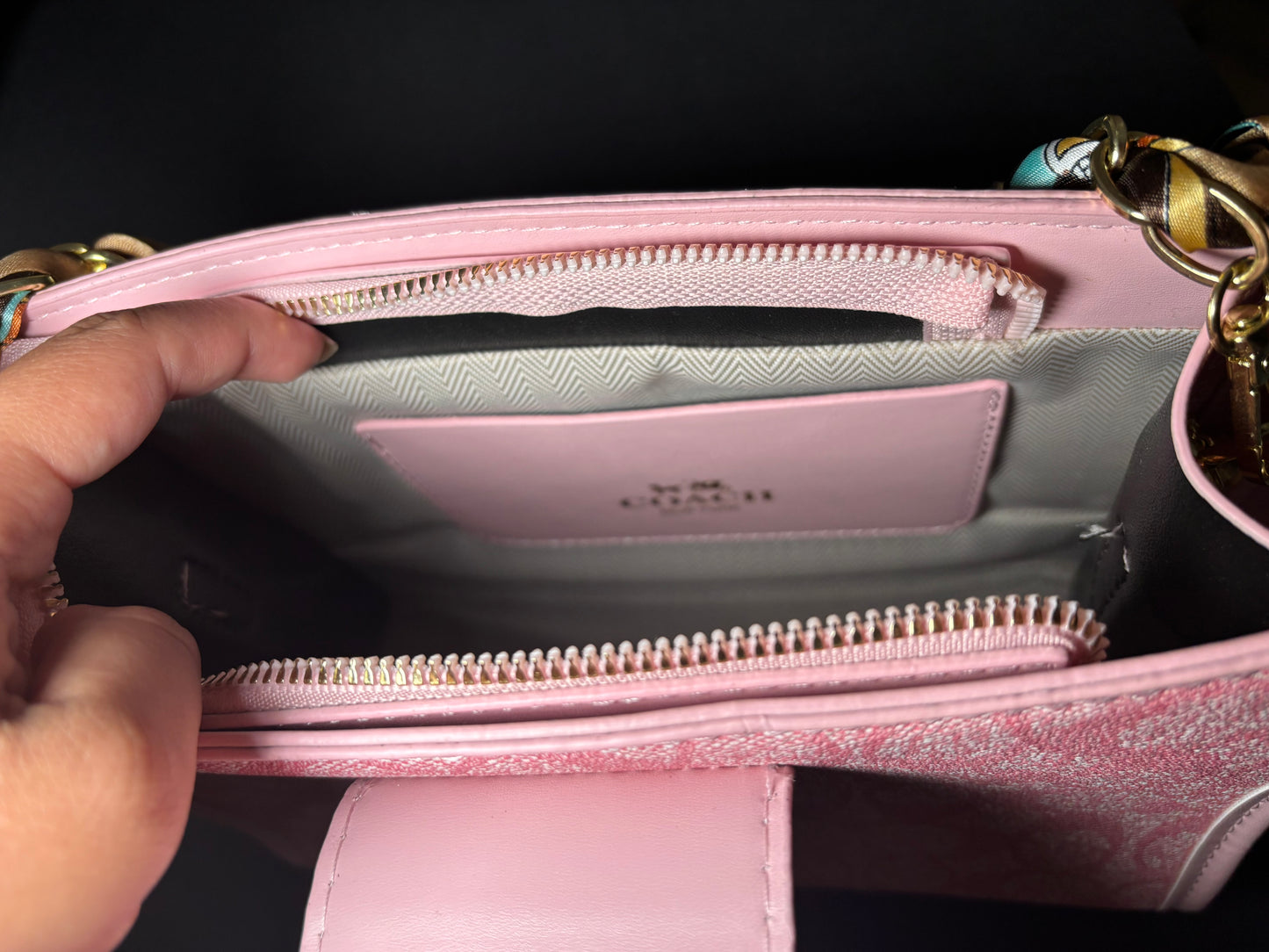 Pink Purse with Gold Chain and Strap