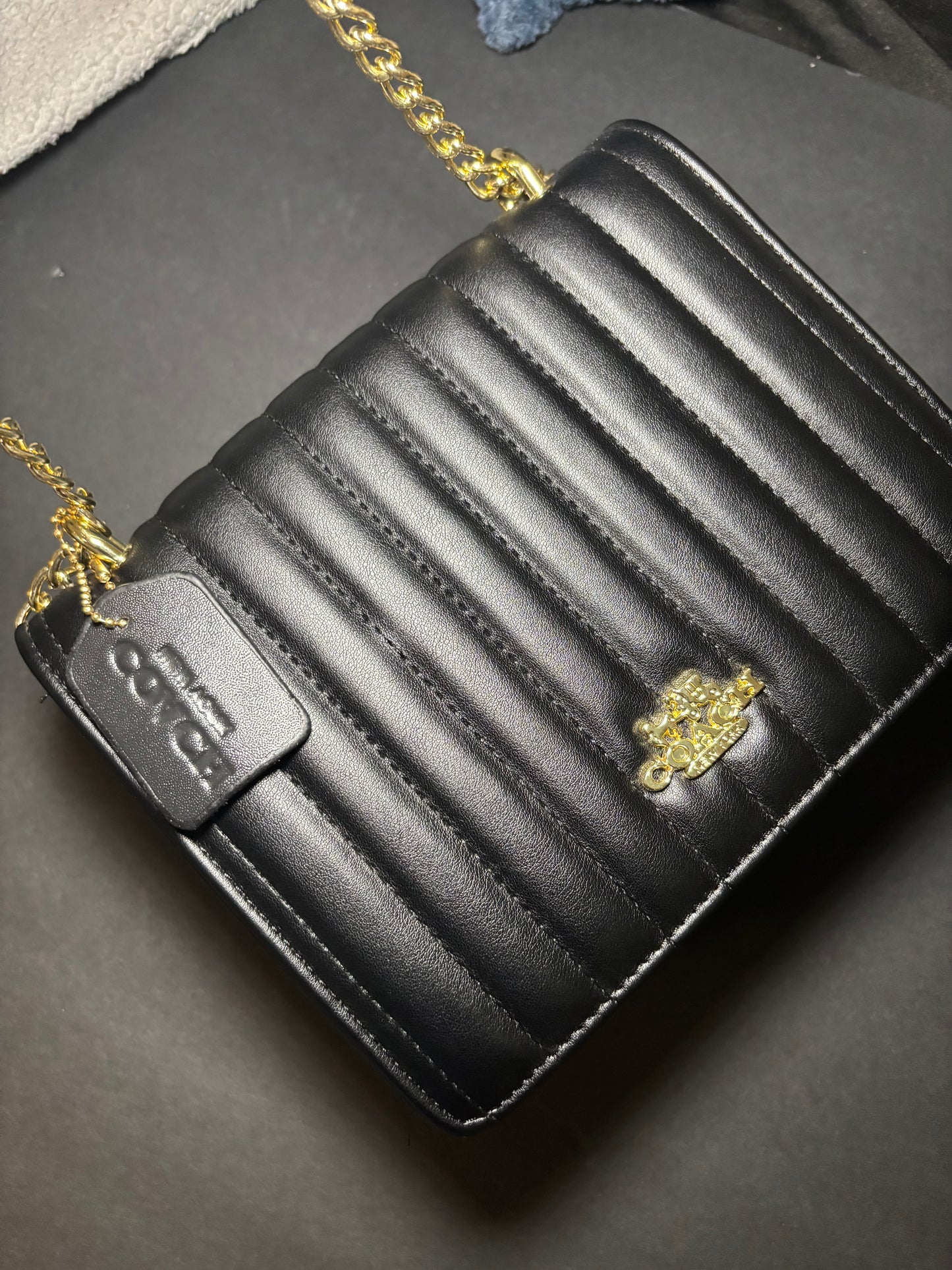 Black Crossbody Purse with Gold Chain