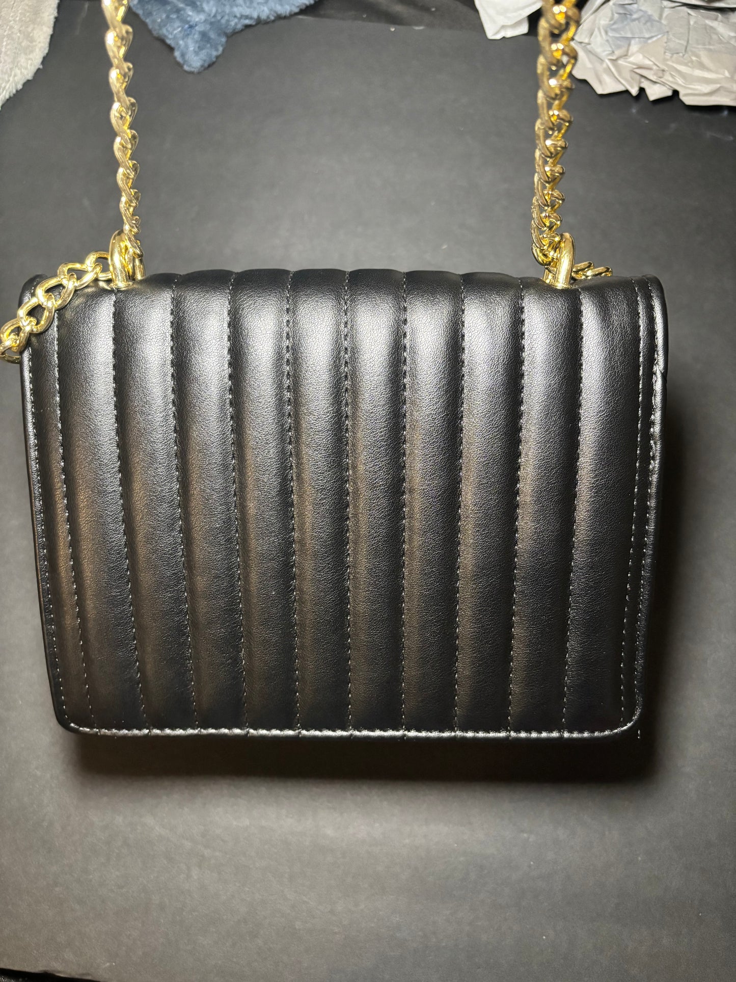 Black Crossbody Purse with Gold Chain