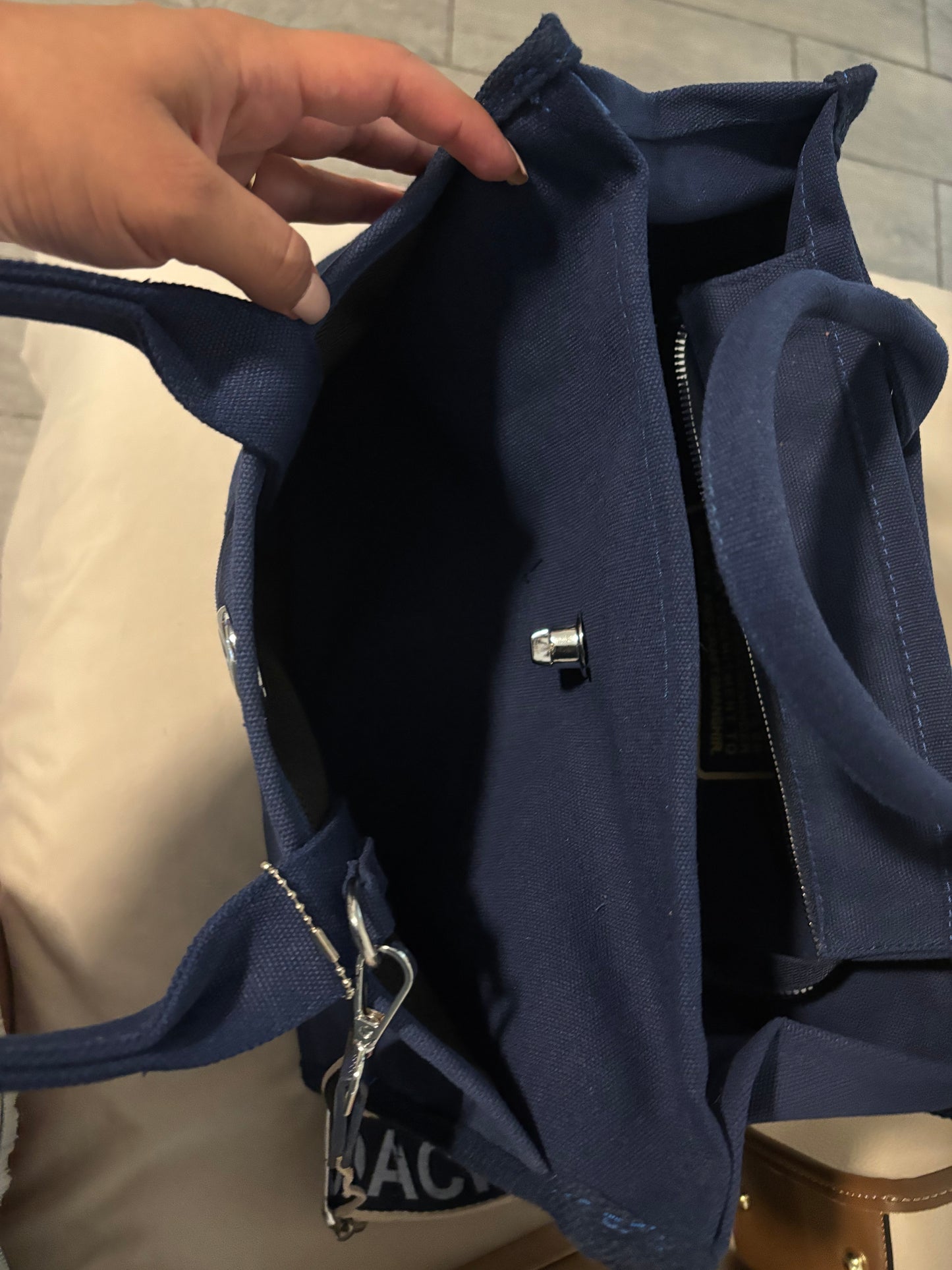 Navy Blue Tote Bag with Strap
