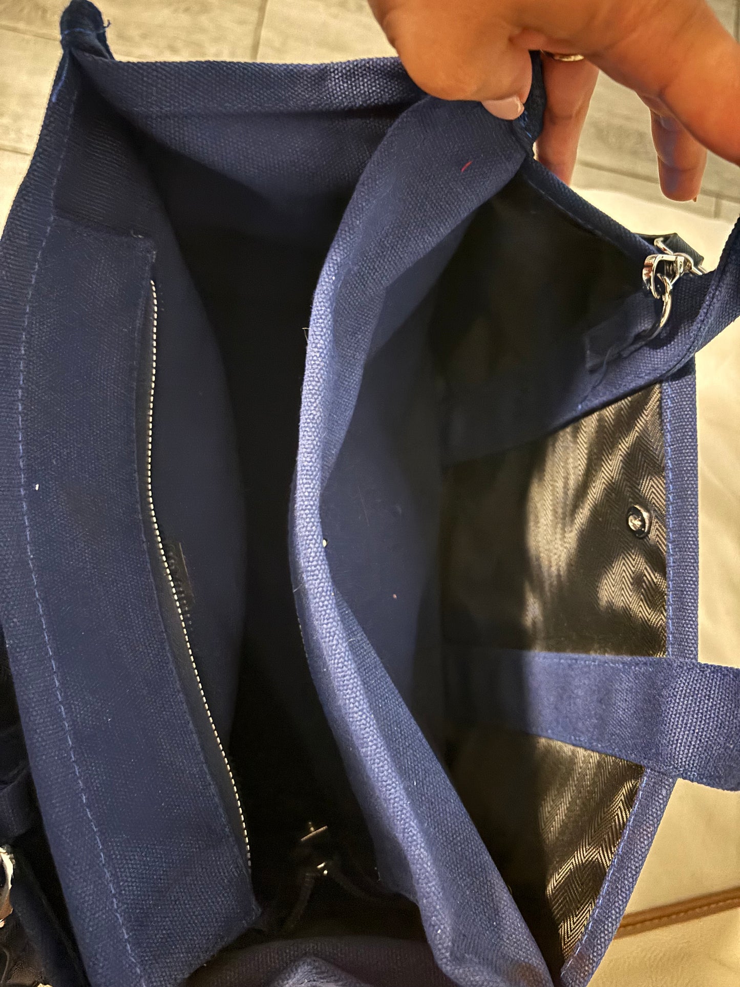 Navy Blue Tote Bag with Strap