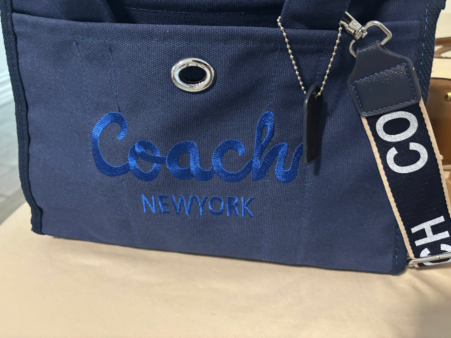 Navy Blue Tote Bag with Strap