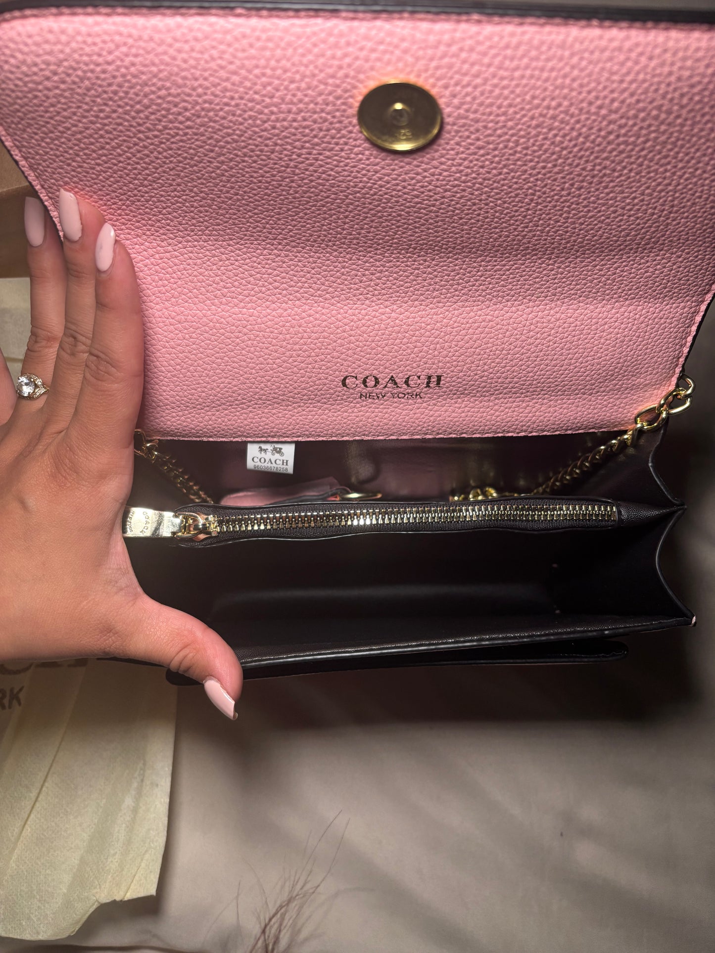 Pink Floral Crossbody with Gold Chain
