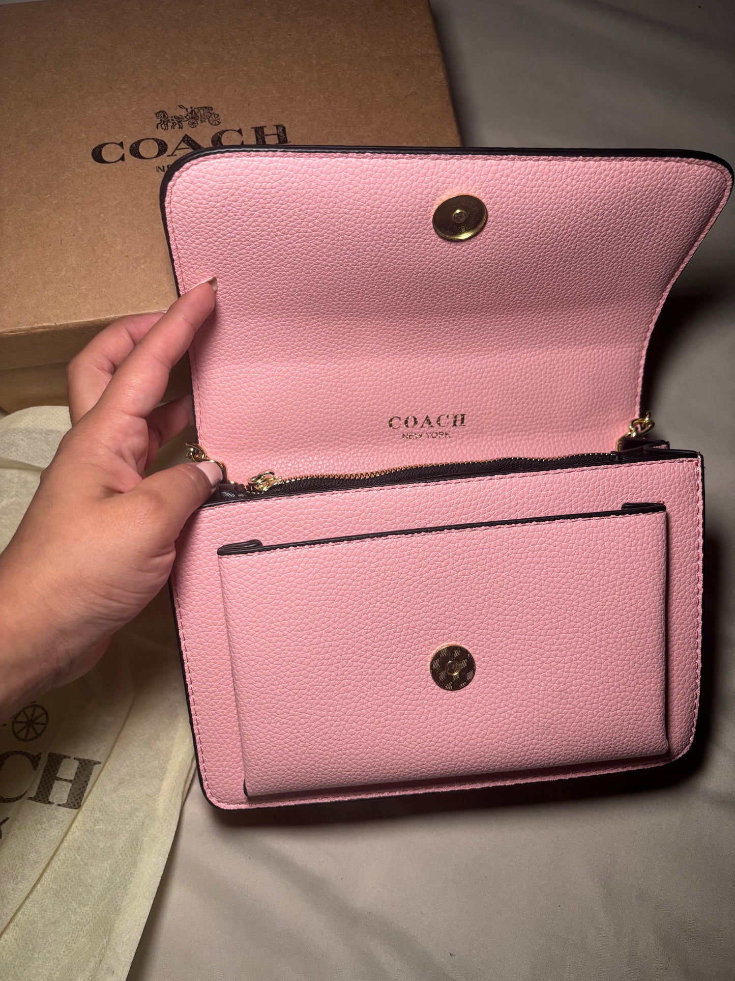 Pink Floral Crossbody with Gold Chain